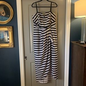 City chic black and White striped maxi dress